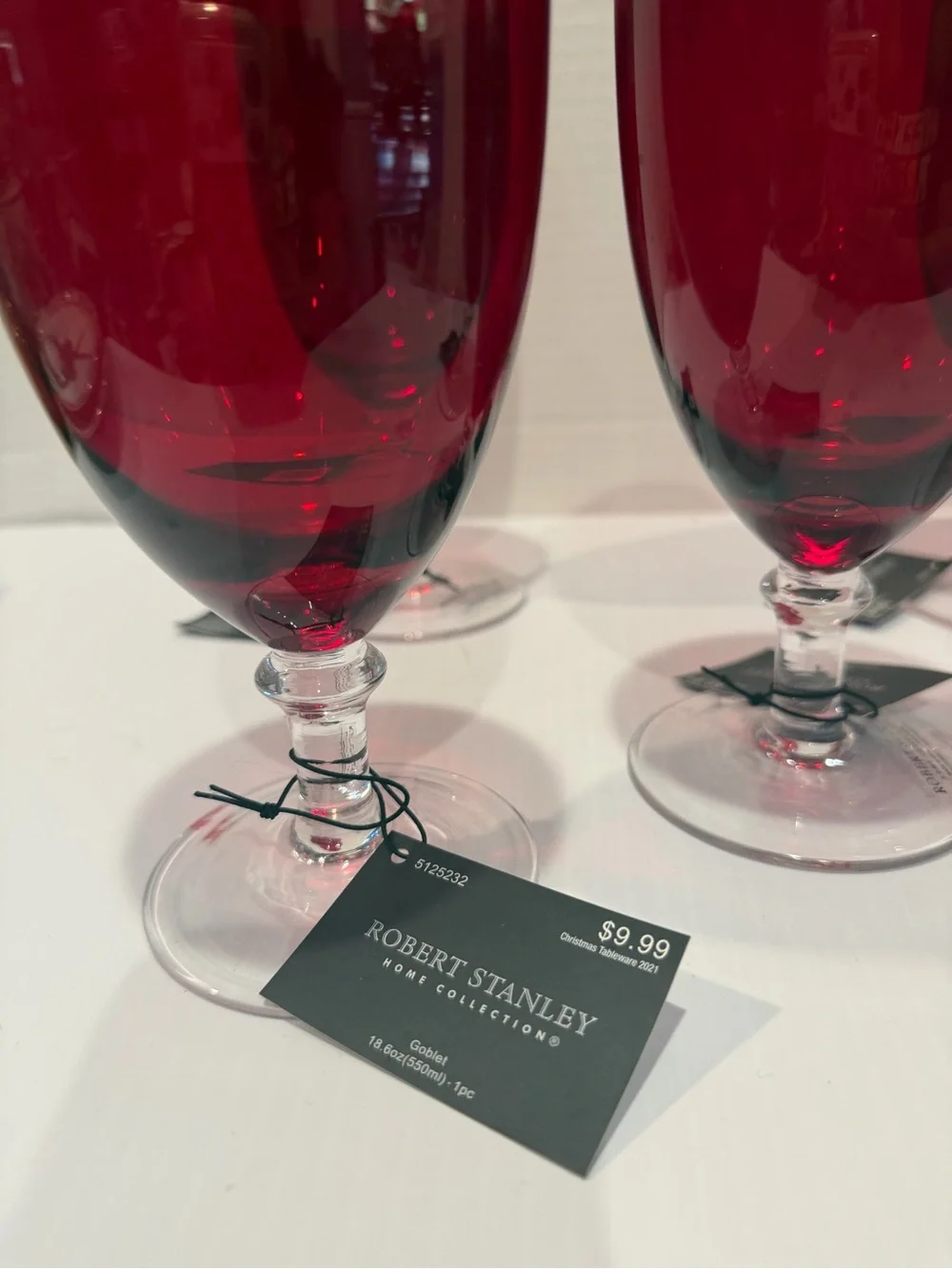 NWT Robert Stanley Home For Christmas 2018 Ruby Red Water Goblets Set of 5 MINT